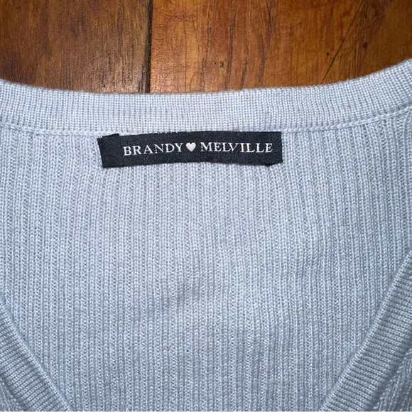 Brandy Melville Light Blue V-Neck Ribbed Sweater - Picture 3 of 5